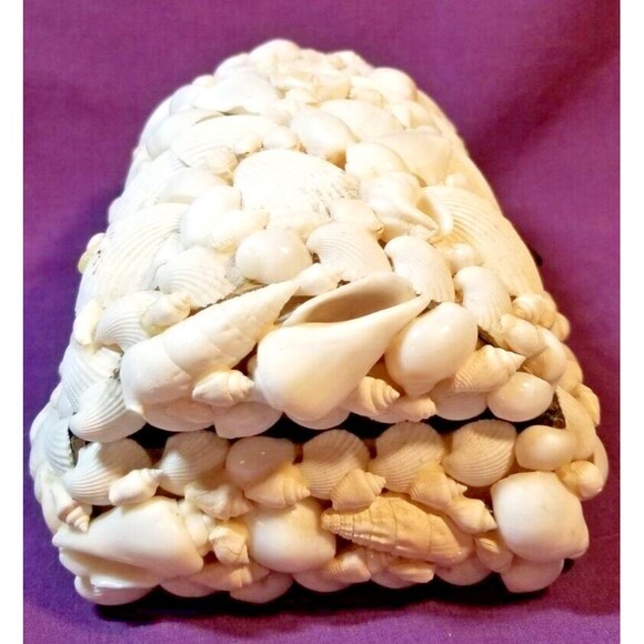 2 Vintage Seashell Encrusted Jewelry Trinket Treasure Box Handmade Coastal Beach - Picture 5 of 12